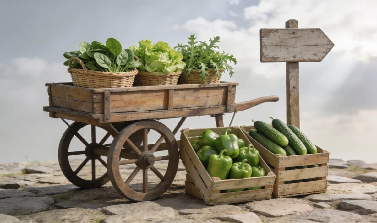petit distributeur de legumes verts en plein air