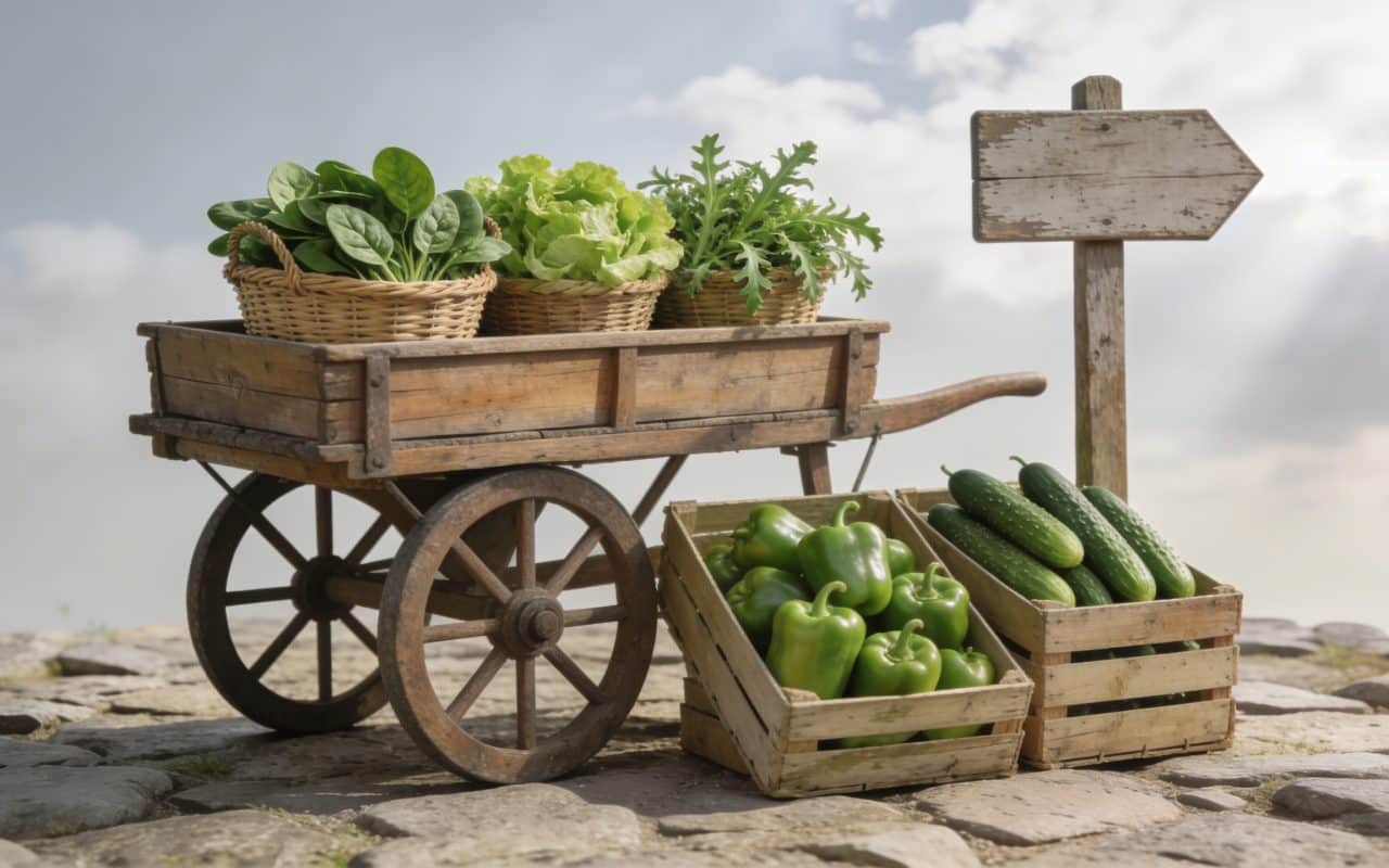 petit distributeur de legumes verts en plein air